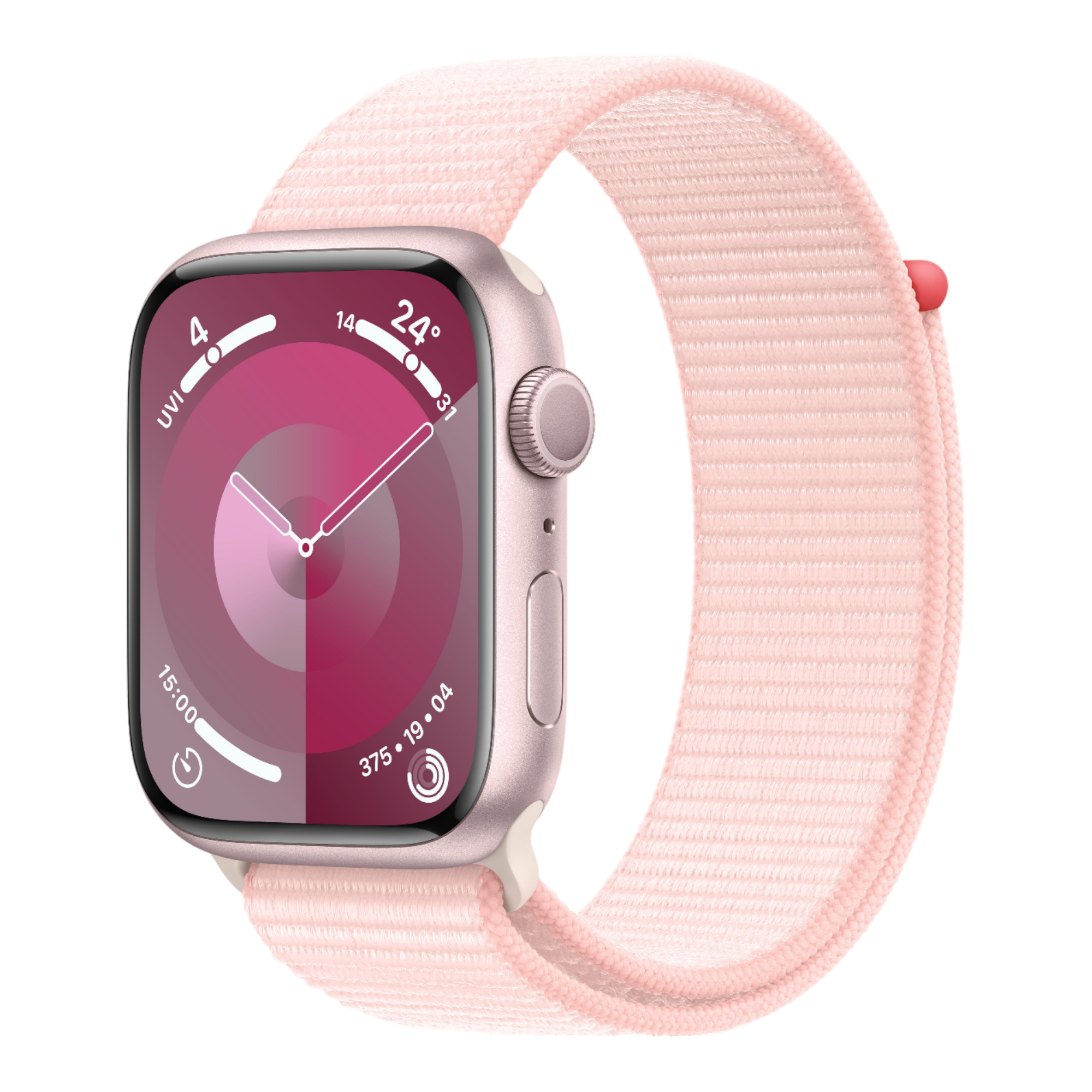 Apple Watch Series 9 GPS, 45mm Pink Aluminum Case with Light Pink Sport Loop - alAsil